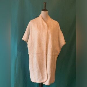 BYLYSE , Women’s SIZE LARGE cardigan with pockets, grey with beige trim